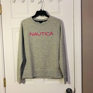 Light Gray Nautica Sweater with Pink Logo NWT